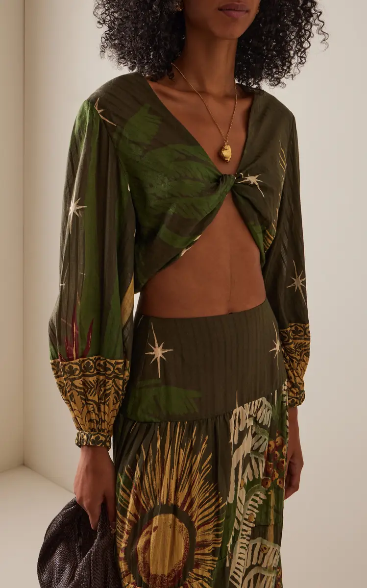 Johanna Ortiz Afterwork Silk-Cotton Cropped Top | Thumbnail 2 Johanna Ortiz Afterwork Silk-Cotton Cropped Top | Thumbnail 2