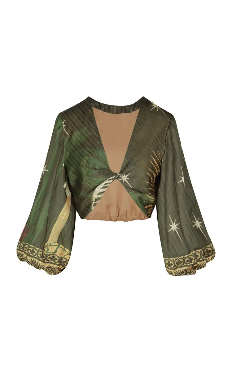 Johanna Ortiz Afterwork Silk-Cotton Cropped Top