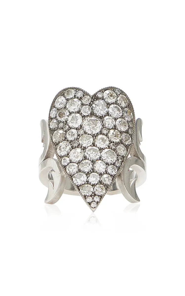 Sylva & Cie Old Euro Cut Ten Table Heart Ring | Image 1 Sylva & Cie Old Euro Cut Ten Table Heart Ring | Image 1