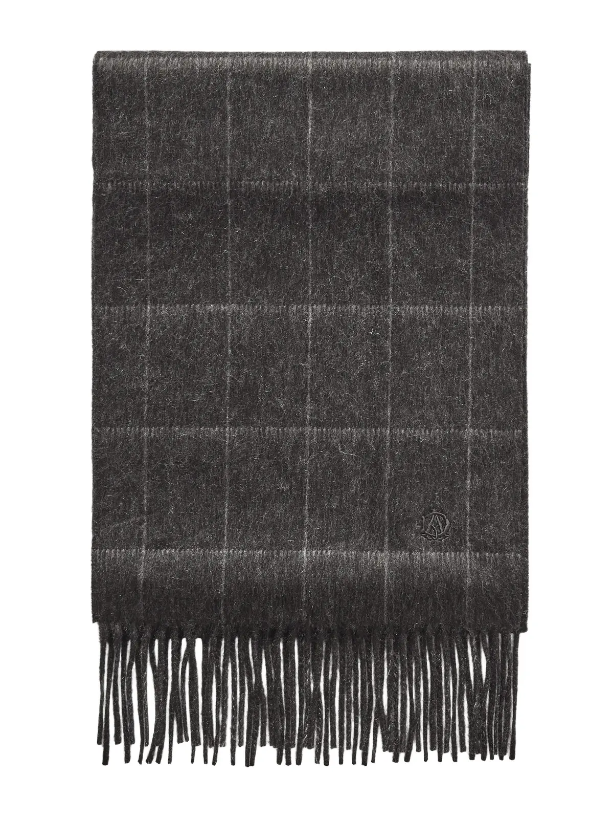 Fringed Checked Cashmere Scarf - Men Fringed Checked Cashmere Scarf - Men