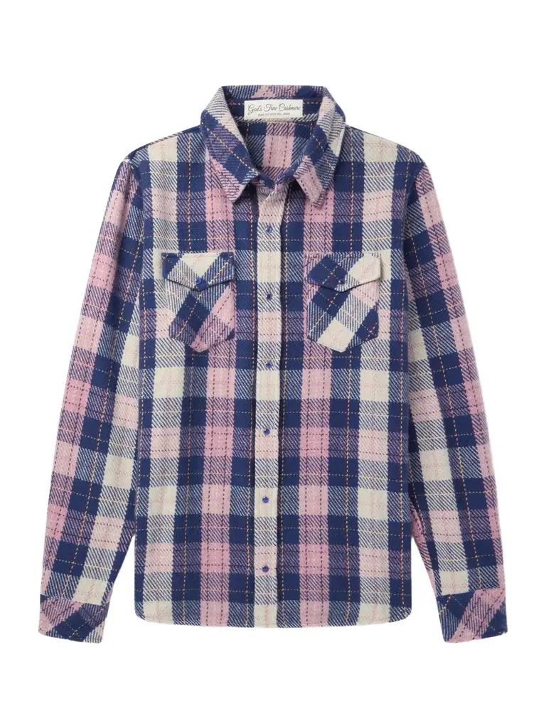 Checked Cashmere Shirt - Men Checked Cashmere Shirt - Men