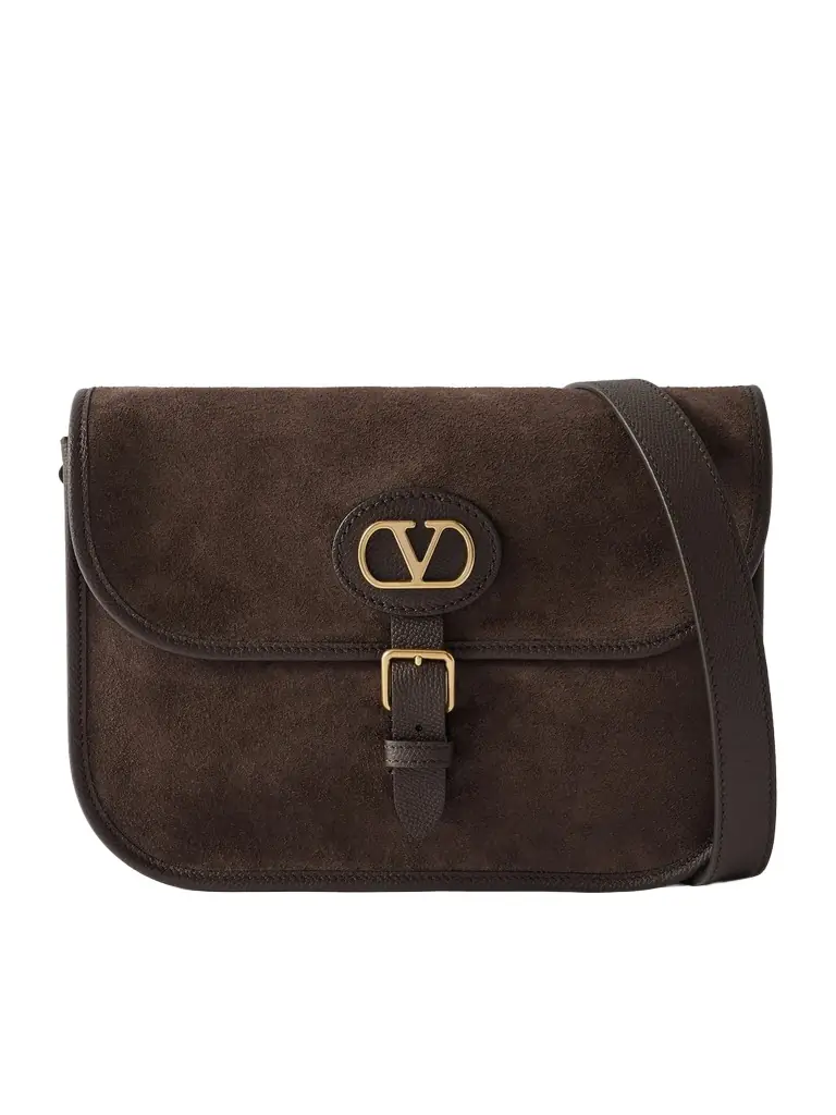Valentino Garavani Antibes Full-Grain Leather-Trimmed Suede Messenger Bag - Men | Image 1 Valentino Garavani Antibes Full-Grain Leather-Trimmed Suede Messenger Bag - Men | Image 1