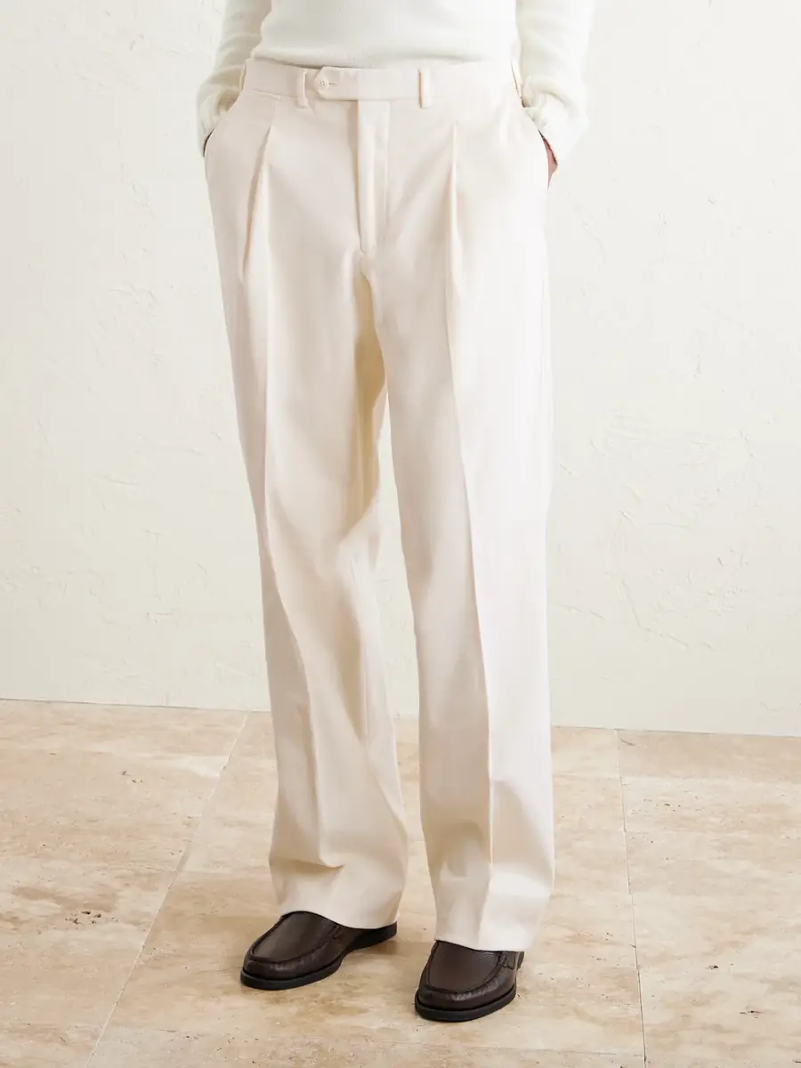 Saman Amel Amo Straight-Leg Pleated Peached Cotton-Blend Twill Suit Trousers - Men | Thumbnail 3