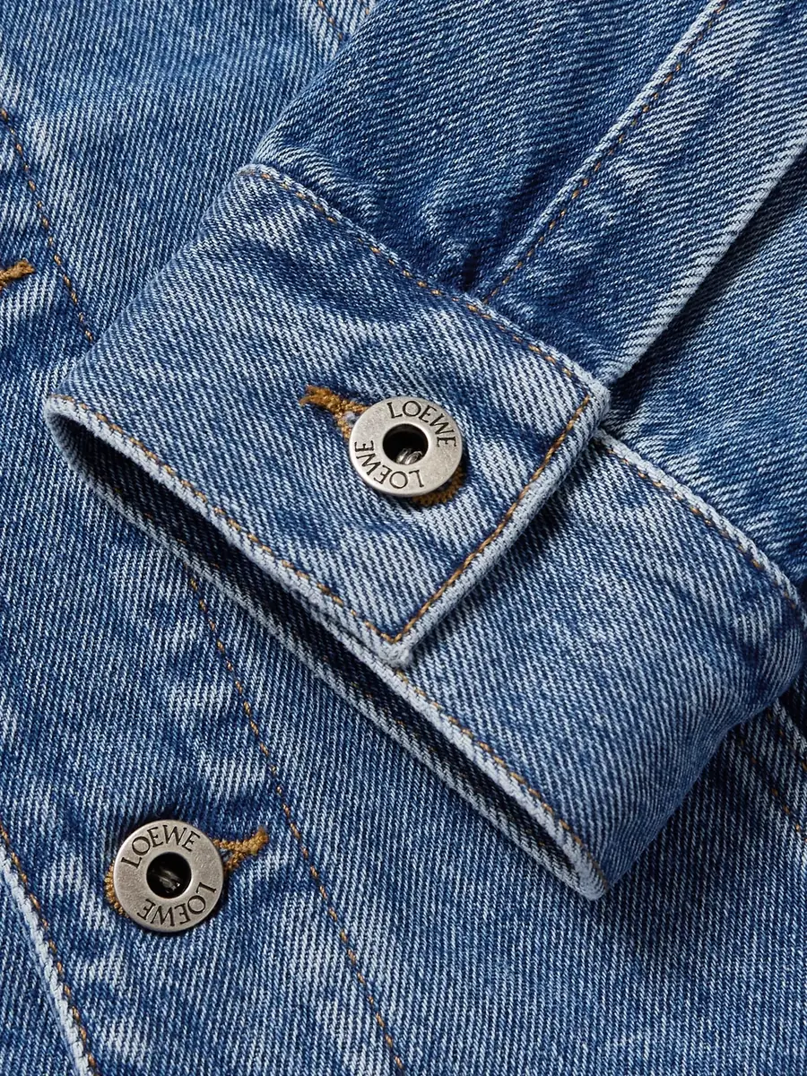 Loewe Anagram Leather-Trimmed Embroidered Denim Trucker Jacket - Men | Thumbnail 6