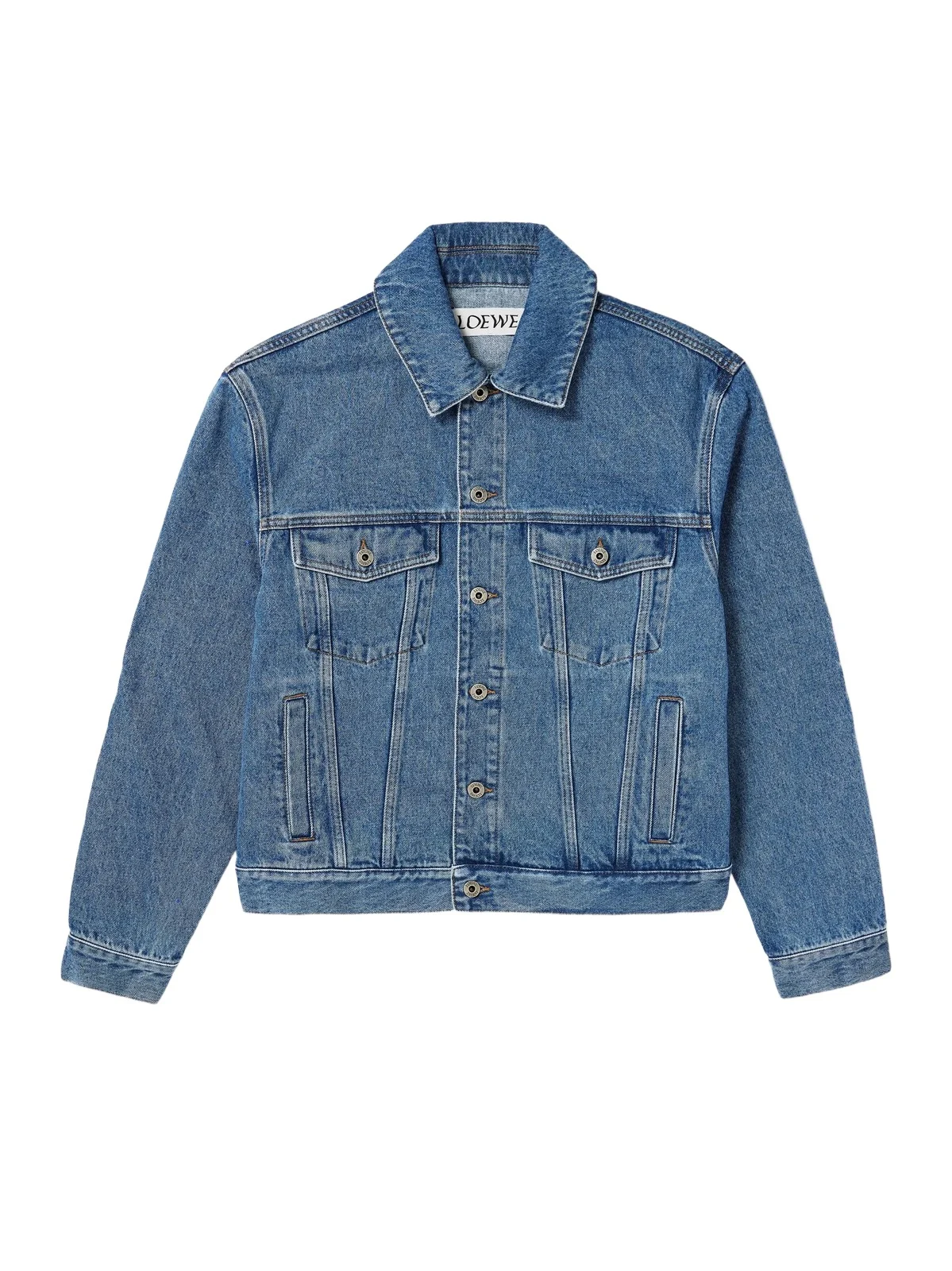Loewe Anagram Leather-Trimmed Embroidered Denim Trucker Jacket - Men