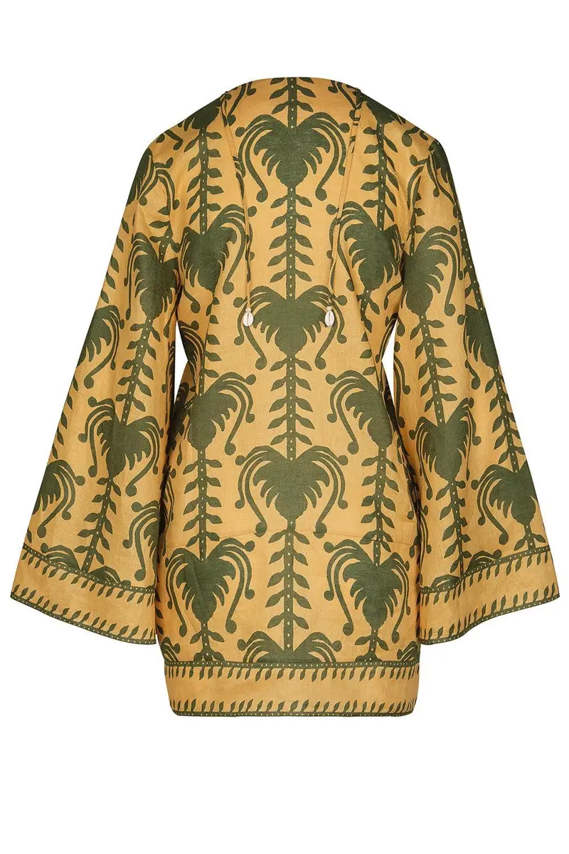 Johanna Ortiz Wild Savannah Tunic Dress - Yellow Light Green | Thumbnail 4