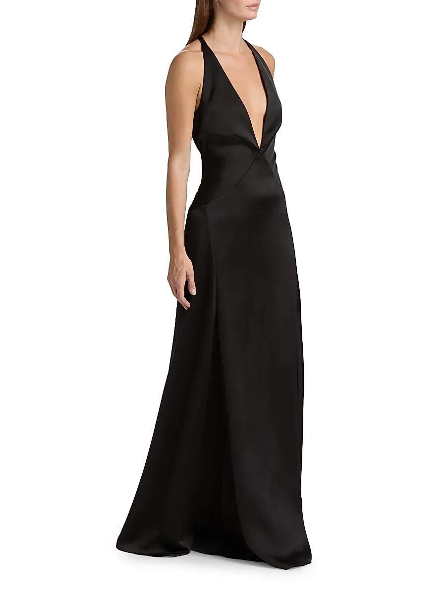 Ramy Brook Women's Belle Plunging V-Neck Satin Gown | Thumbnail 4 Ramy Brook Women's Belle Plunging V-Neck Satin Gown | Thumbnail 4