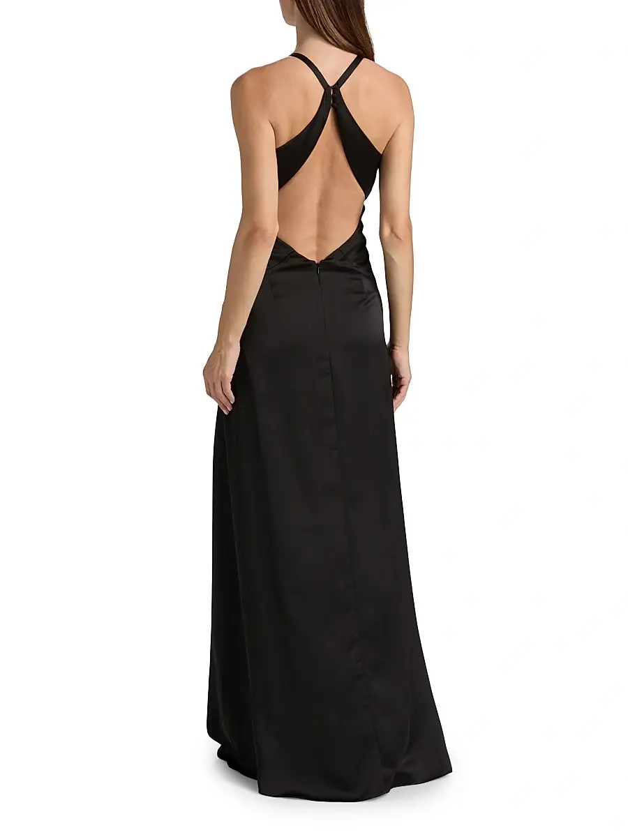 Ramy Brook Women's Belle Plunging V-Neck Satin Gown | Thumbnail 5 Ramy Brook Women's Belle Plunging V-Neck Satin Gown | Thumbnail 5