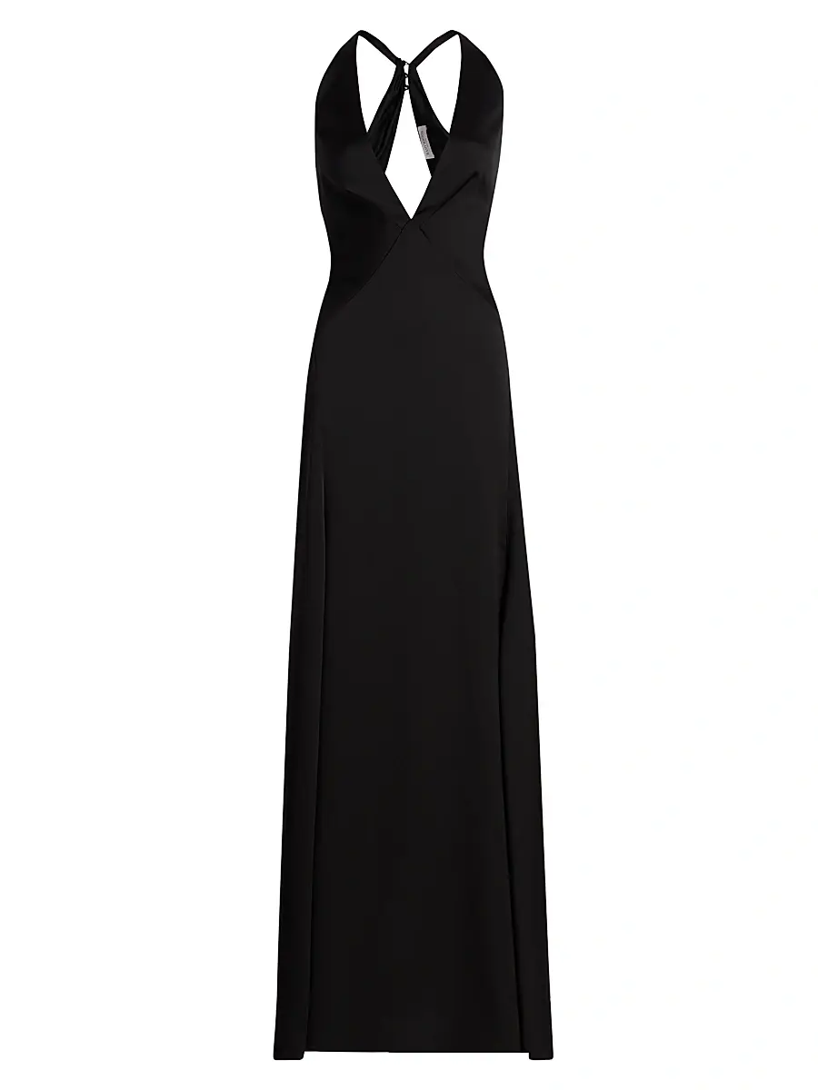 Ramy Brook Women's Belle Plunging V-Neck Satin Gown - Black - Size 16 | Image 1 Ramy Brook Women's Belle Plunging V-Neck Satin Gown - Black - Size 16 | Image 1