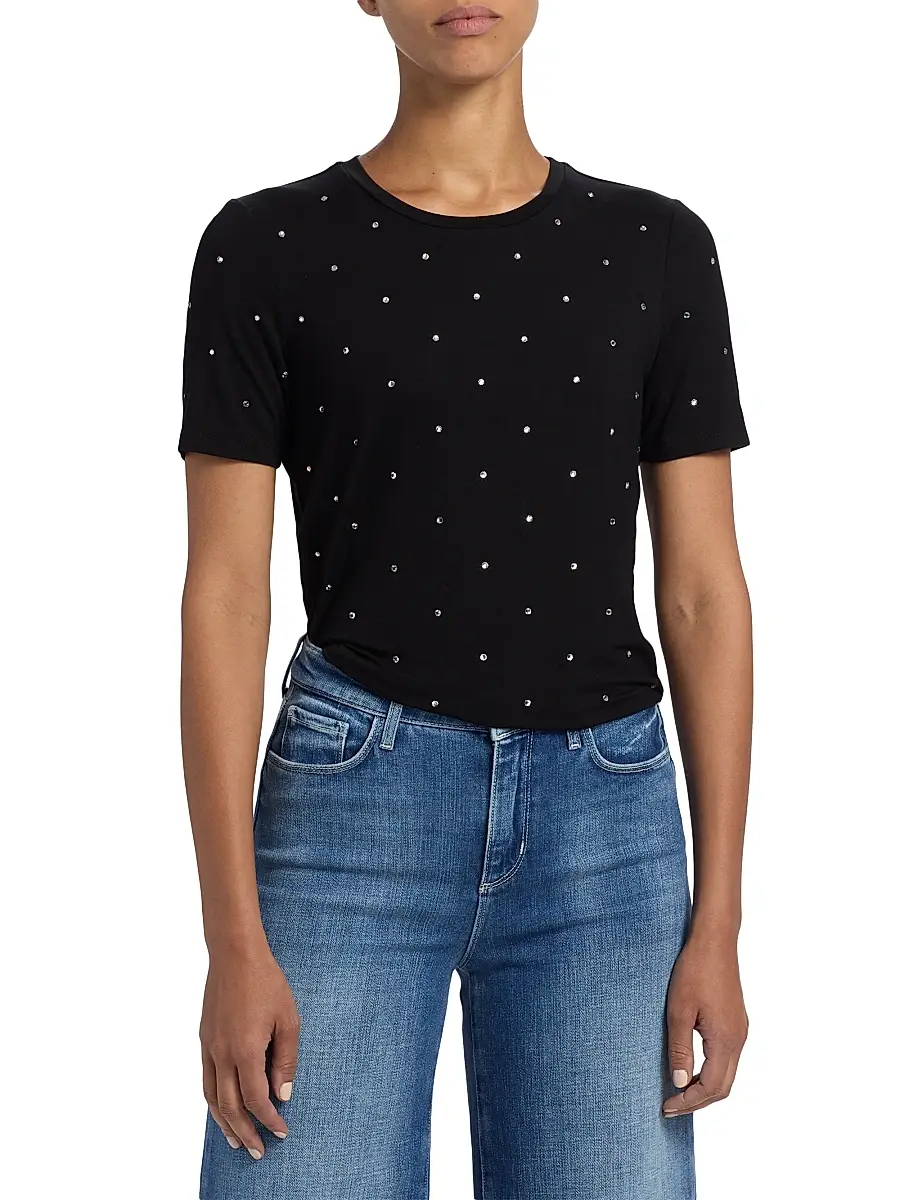L'Agence Women's Stormy Embellished T-Shirt | Thumbnail 3 L'Agence Women's Stormy Embellished T-Shirt | Thumbnail 3