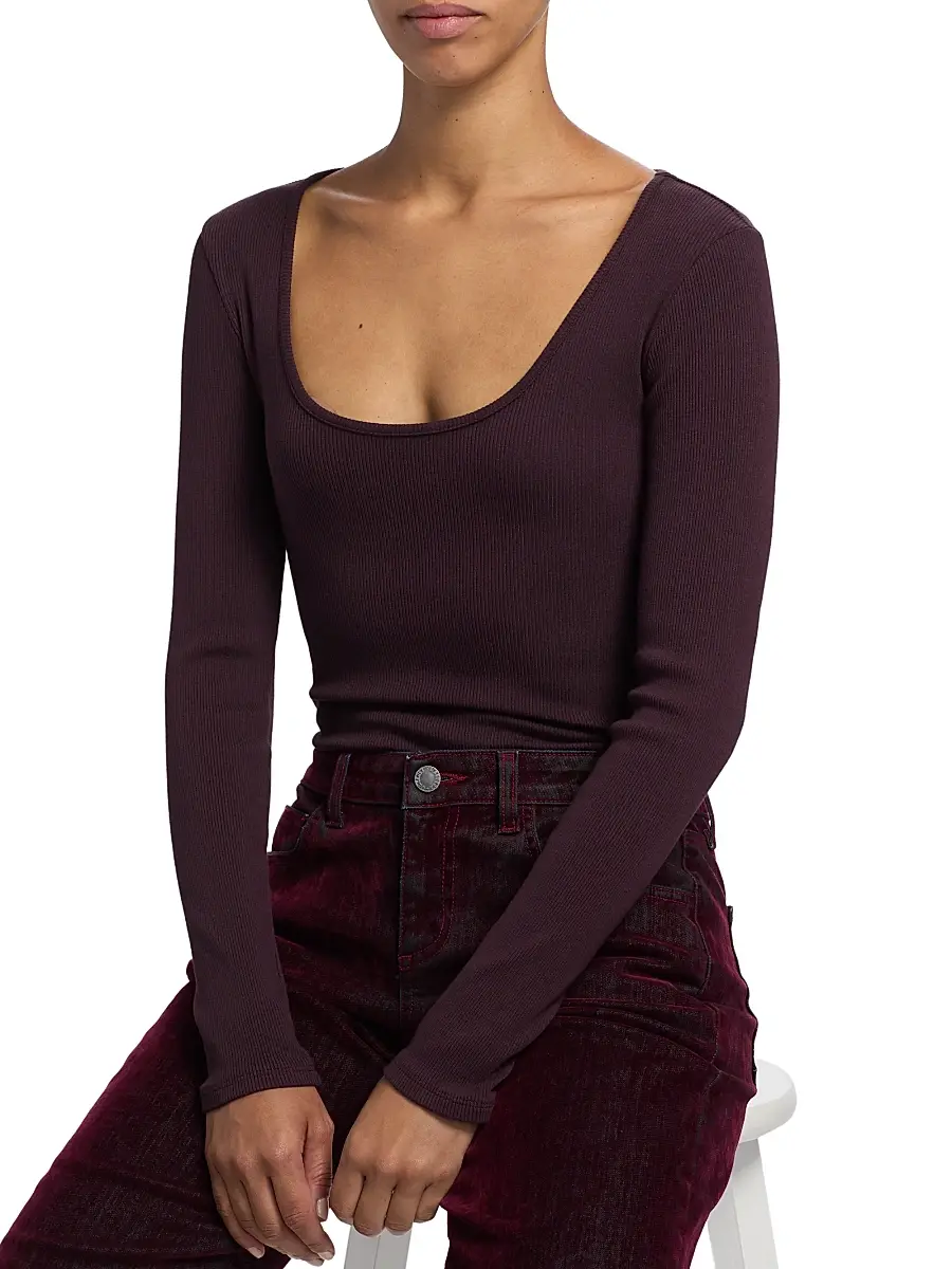 L'Agence Women's Elara Rib-Knit Bodysuit | Thumbnail 2 L'Agence Women's Elara Rib-Knit Bodysuit | Thumbnail 2