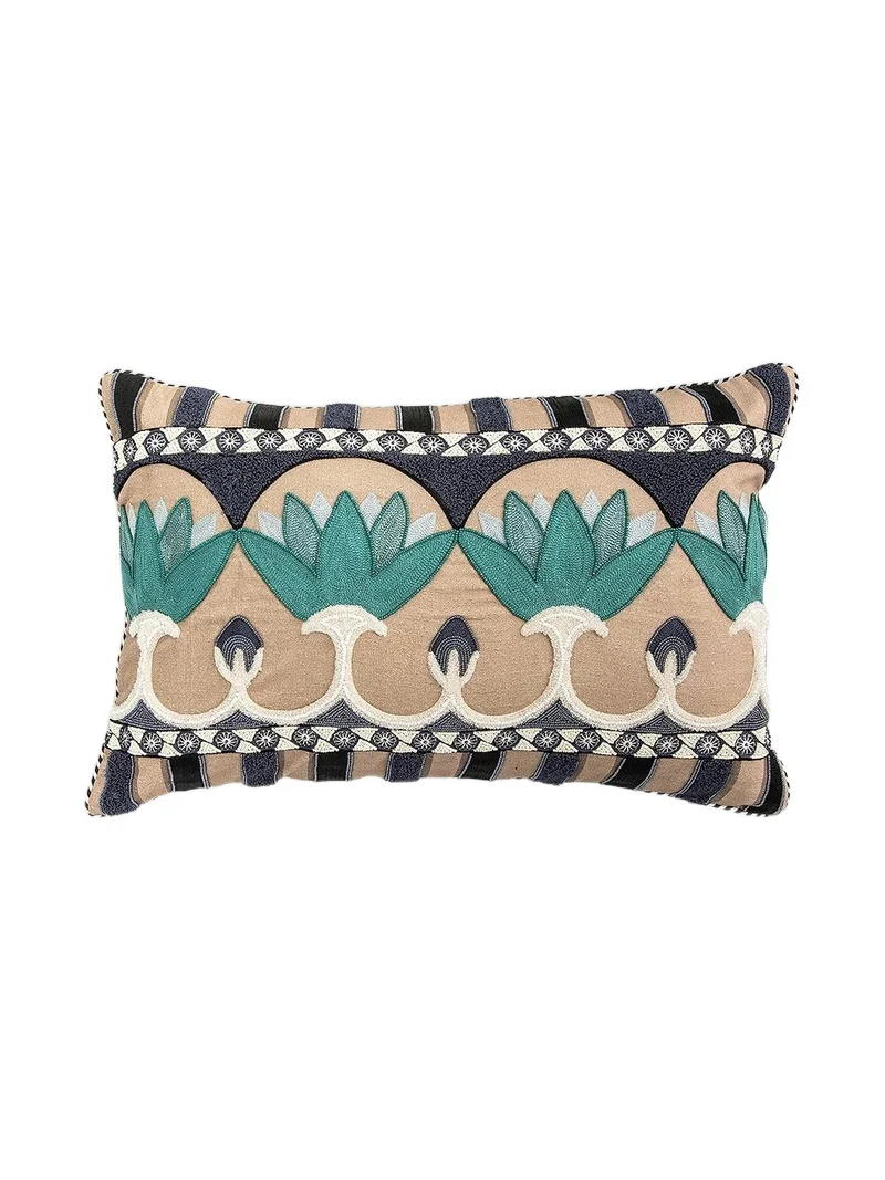 MacKenzie-Childs Lotus Embroidered Lumbar Pillow