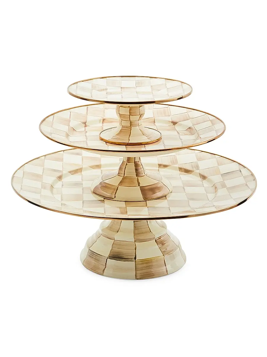 MacKenzie-Childs Small Mocha Check Pedestal Platter | Thumbnail 2 MacKenzie-Childs Small Mocha Check Pedestal Platter | Thumbnail 2