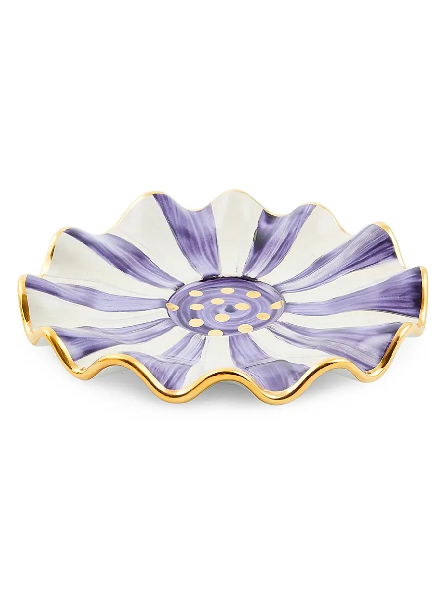 MacKenzie-Childs Plum Check Ceramic Saucer | Thumbnail 2 MacKenzie-Childs Plum Check Ceramic Saucer | Thumbnail 2