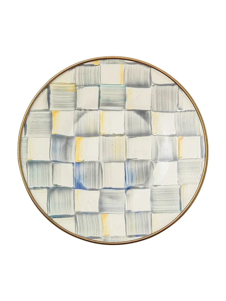 MacKenzie-Childs Sterling Check Enamel Saucer