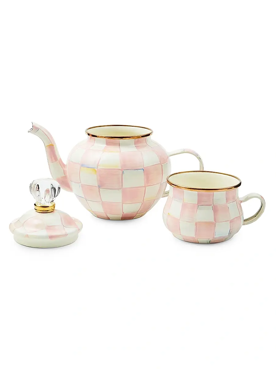 MacKenzie-Childs Rosy Check Enamel High Tea Set | Thumbnail 2