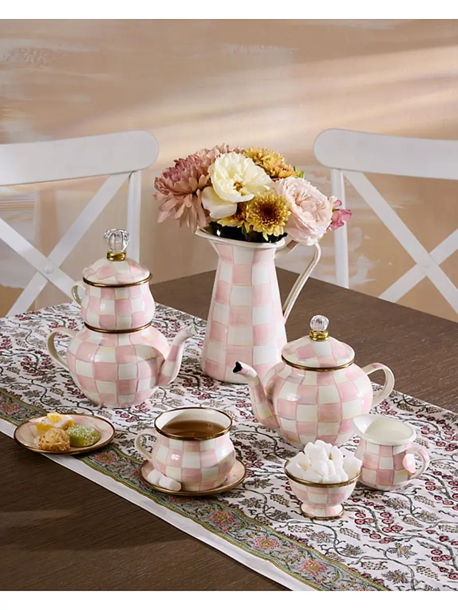 MacKenzie-Childs Rosy Check Enamel High Tea Set | Thumbnail 3