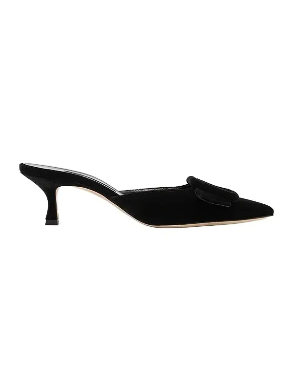 Women's Maysale 50MM Buckle-Detail Velvet Kitten-Heel Mules
