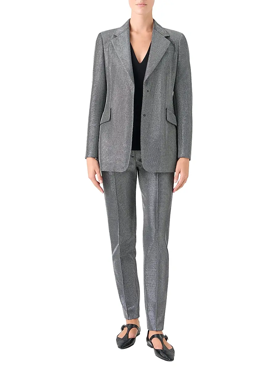 Akris punto Women's Metallic Techno Birdseye Boyfriend Blazer | Thumbnail 2 Akris punto Women's Metallic Techno Birdseye Boyfriend Blazer | Thumbnail 2