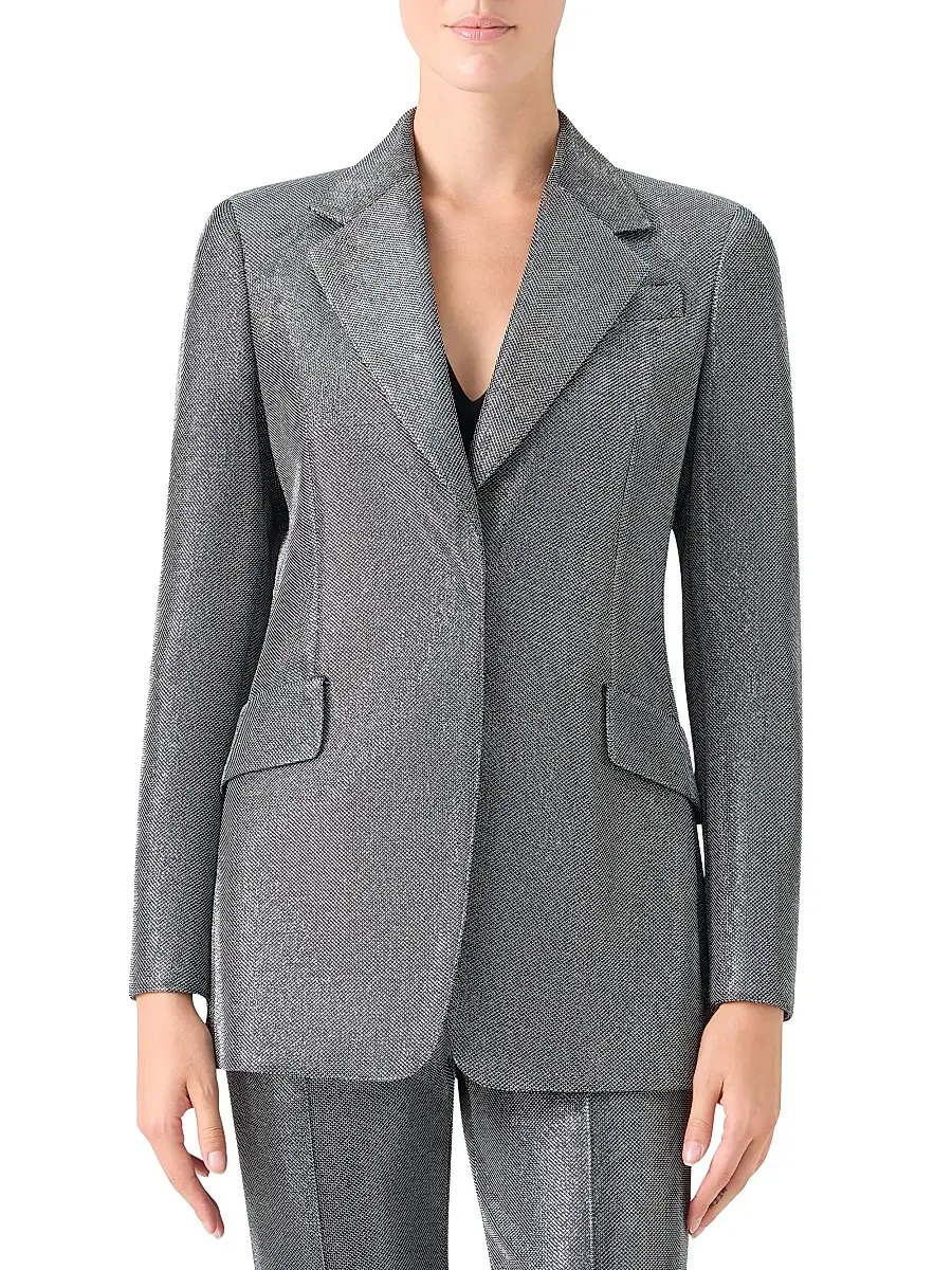 Akris punto Women's Metallic Techno Birdseye Boyfriend Blazer | Thumbnail 3 Akris punto Women's Metallic Techno Birdseye Boyfriend Blazer | Thumbnail 3