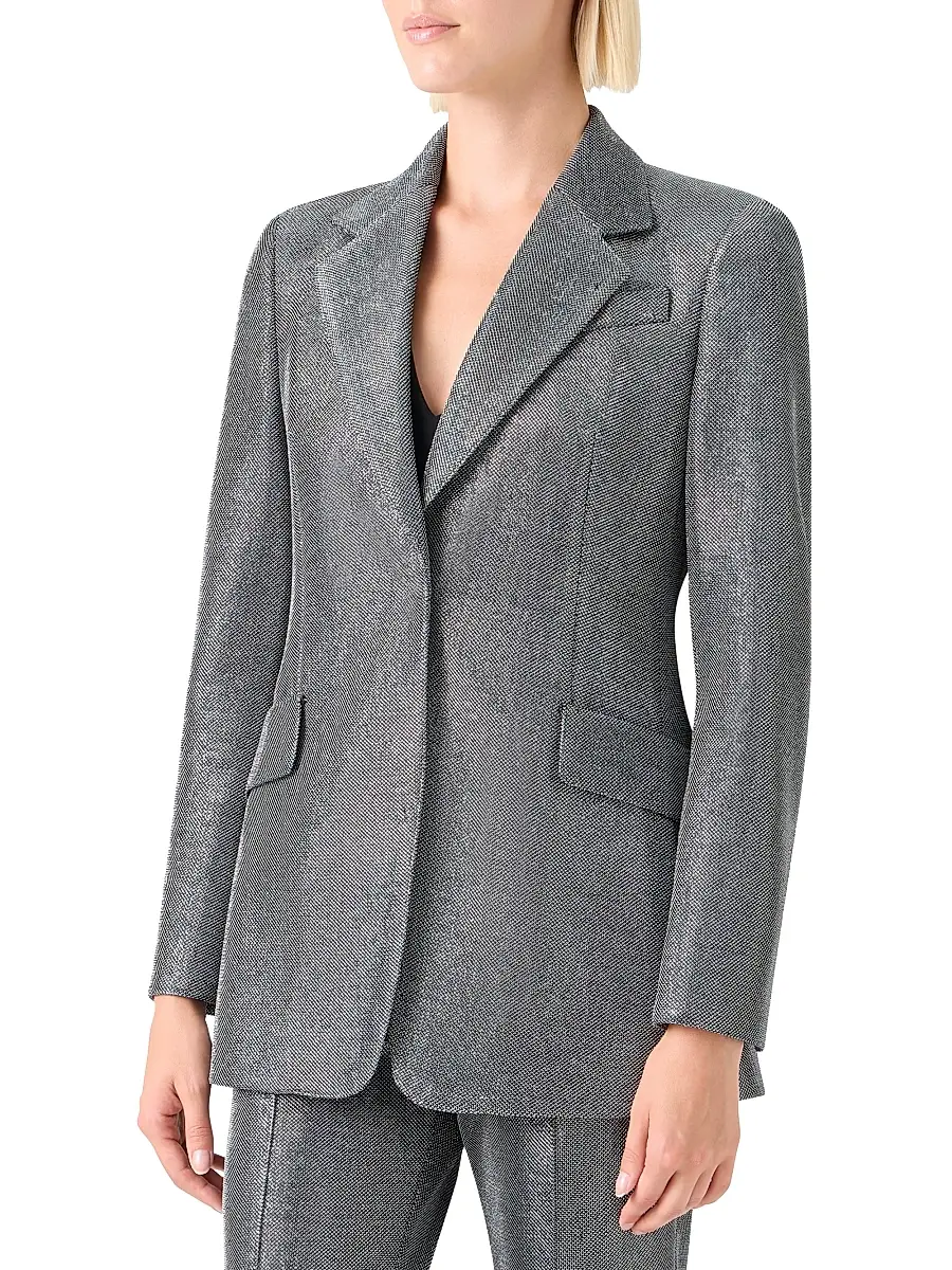 Akris punto Women's Metallic Techno Birdseye Boyfriend Blazer | Thumbnail 4 Akris punto Women's Metallic Techno Birdseye Boyfriend Blazer | Thumbnail 4