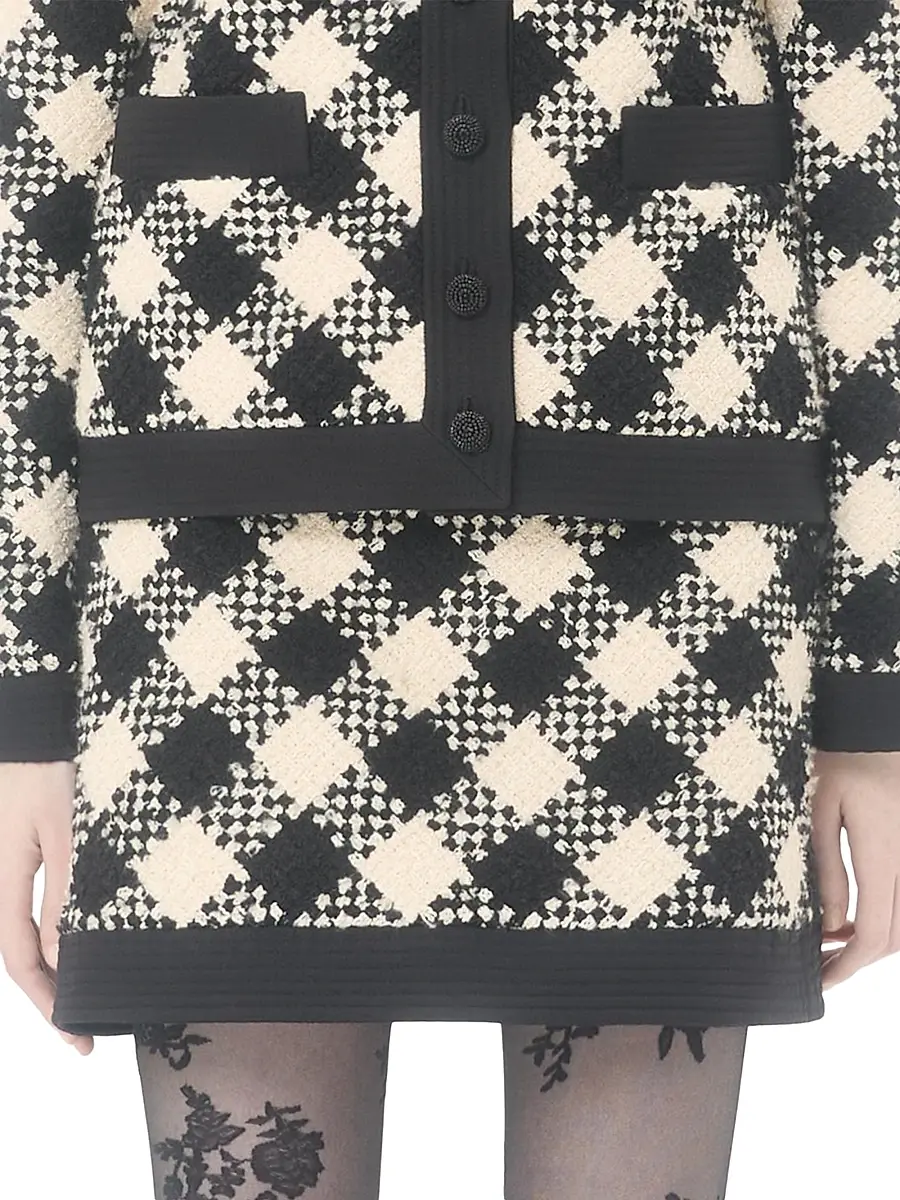 Valentino Women's Damier Tweed Skirt | Thumbnail 2