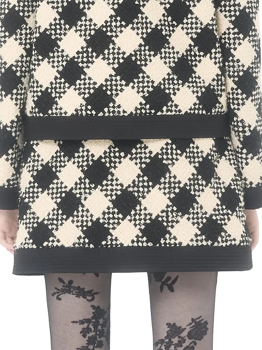Valentino Women's Damier Tweed Skirt | Thumbnail 4