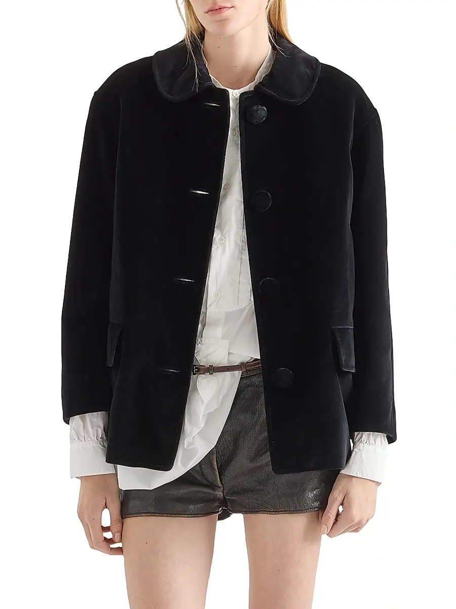 Prada Women's Single-Breasted Caban Jacket - Black | Thumbnail 2