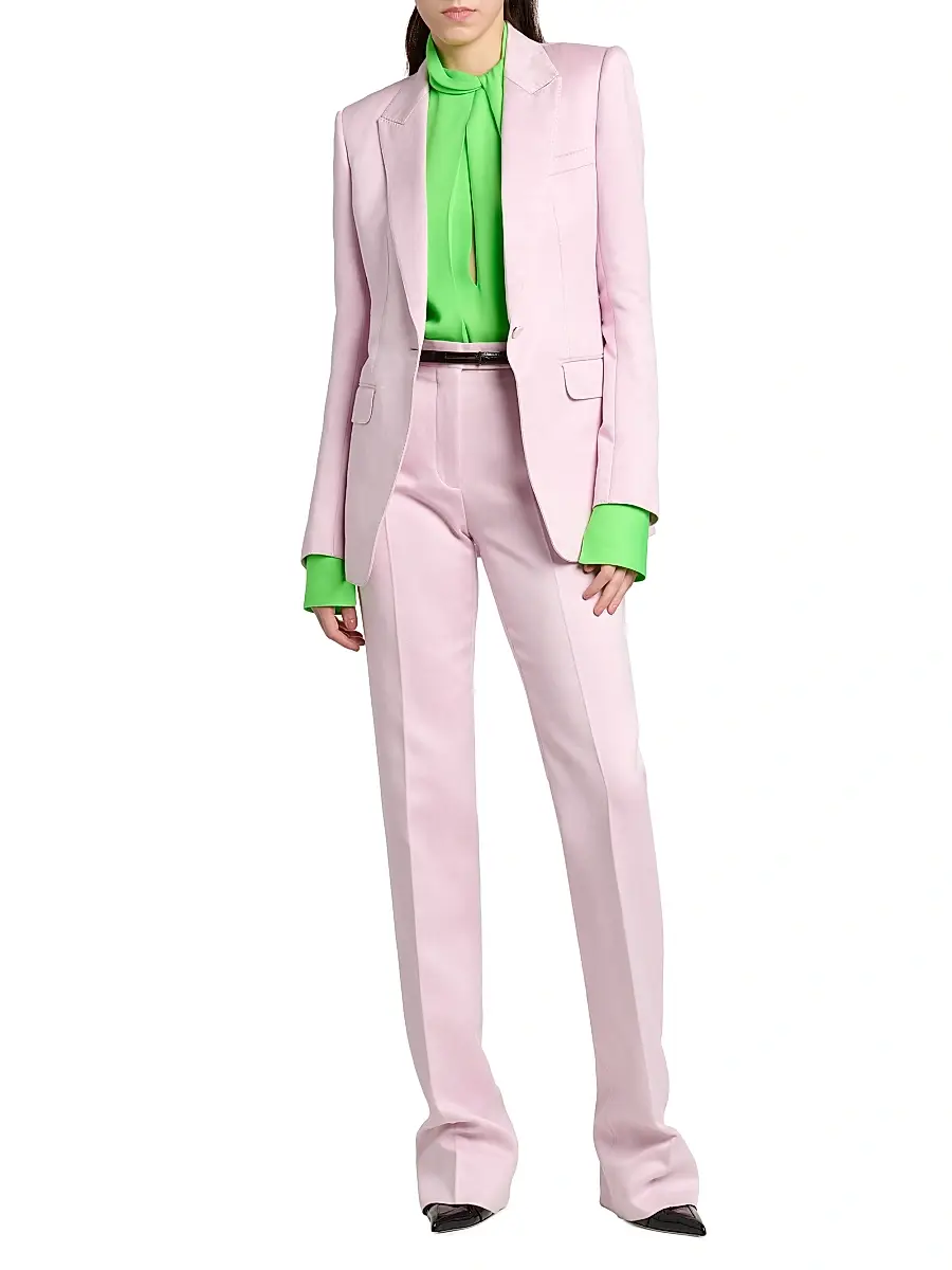 Tom Ford Women's Tailored Cotton-Silk Straight-Leg Pants | Thumbnail 2 Tom Ford Women's Tailored Cotton-Silk Straight-Leg Pants | Thumbnail 2