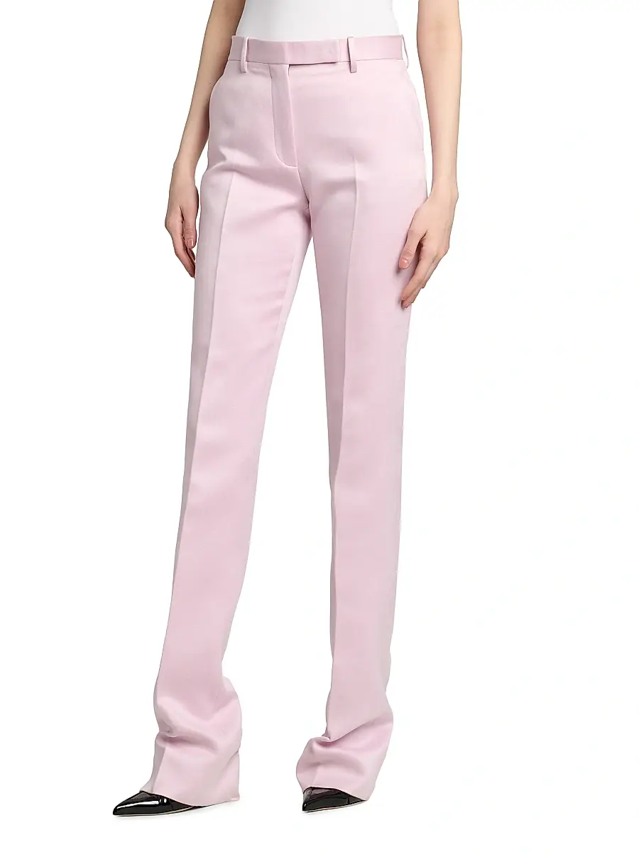 Tom Ford Women's Tailored Cotton-Silk Straight-Leg Pants | Thumbnail 4 Tom Ford Women's Tailored Cotton-Silk Straight-Leg Pants | Thumbnail 4