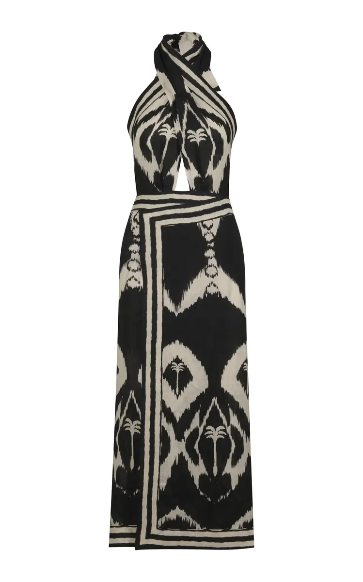 Johanna Ortiz Buen Viento Printed Linen Midi Dress | Image 1 Johanna Ortiz Buen Viento Printed Linen Midi Dress | Image 1
