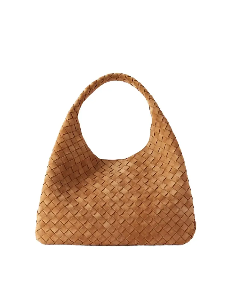 Campana Large Intrecciato Suede Shoulder Bag Campana Large Intrecciato Suede Shoulder Bag