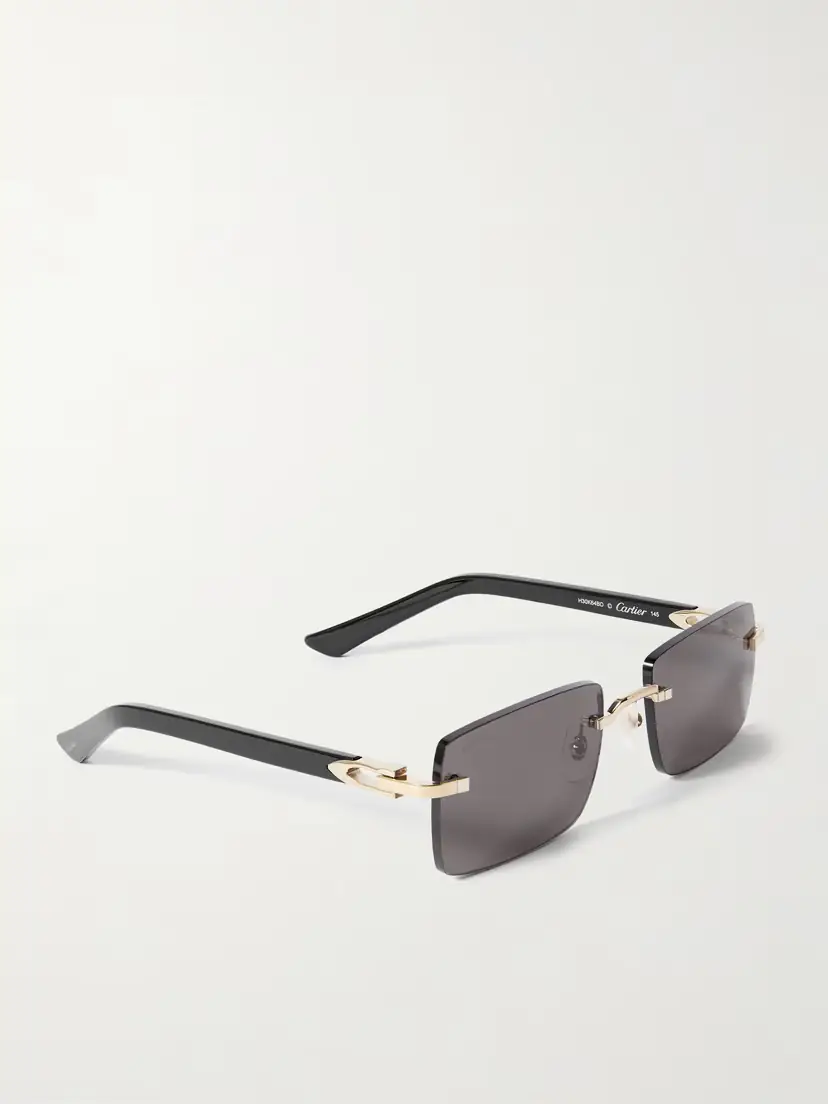 Cartier Eyewear C Décor Rimless Rectangle-frame Gold-tone And Acetate Sunglasses | Thumbnail 3 Cartier Eyewear C Décor Rimless Rectangle-frame Gold-tone And Acetate Sunglasses | Thumbnail 3
