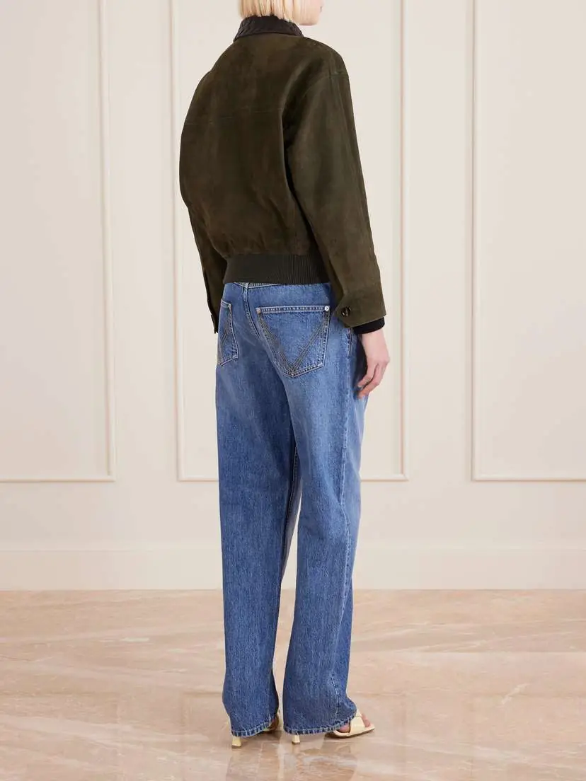 Bottega Veneta Intrecciato Leather-trimmed Suede Jacket | Thumbnail 4 Bottega Veneta Intrecciato Leather-trimmed Suede Jacket | Thumbnail 4