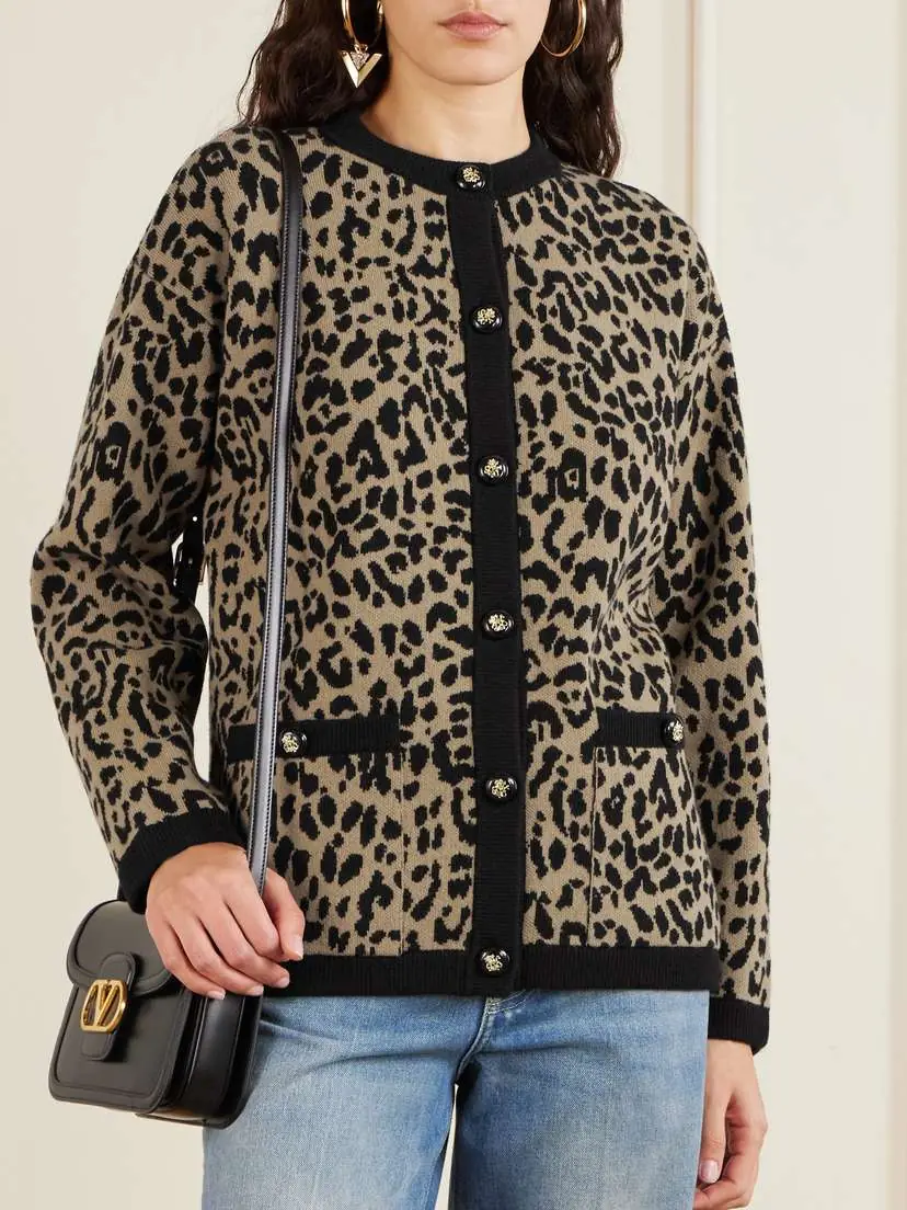 Valentino Garavani Leopard-jacquard Wool Cardigan | Thumbnail 3 Valentino Garavani Leopard-jacquard Wool Cardigan | Thumbnail 3