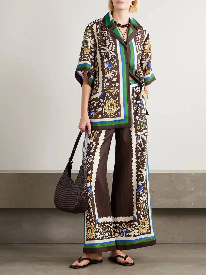 ALÉMAIS Printed Linen Wide-leg Pants | Thumbnail 2 ALÉMAIS Printed Linen Wide-leg Pants | Thumbnail 2