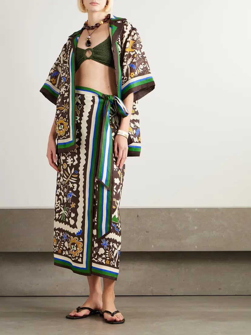 ALÉMAIS Maroc Printed Linen Wrap Skirt | Thumbnail 2