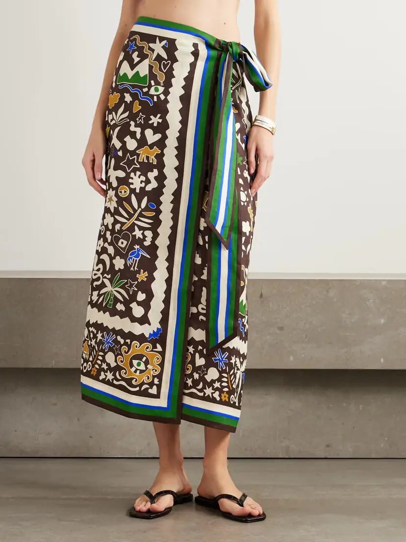 ALÉMAIS Maroc Printed Linen Wrap Skirt | Thumbnail 3