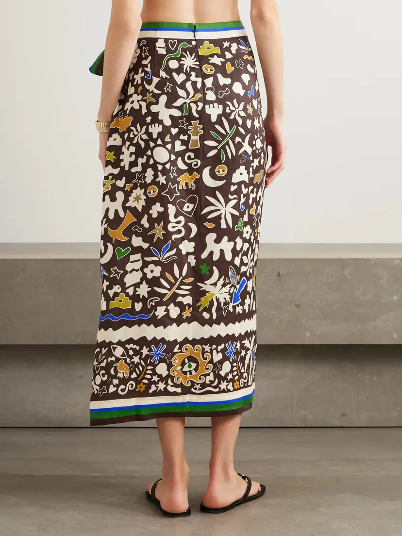 ALÉMAIS Maroc Printed Linen Wrap Skirt | Thumbnail 4