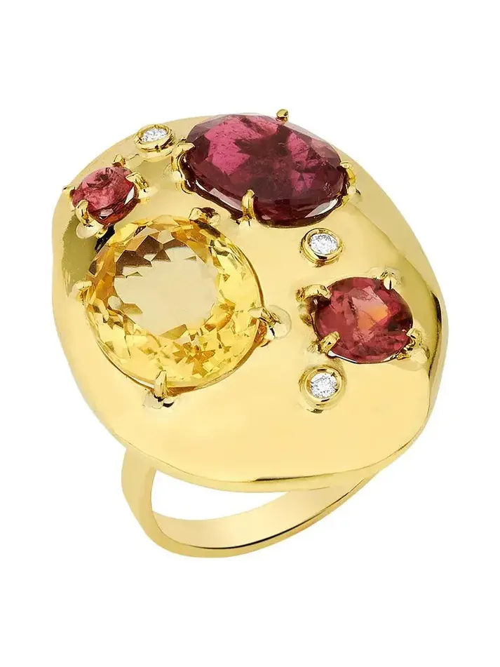 Rubellite Citrine Rocks Rings
