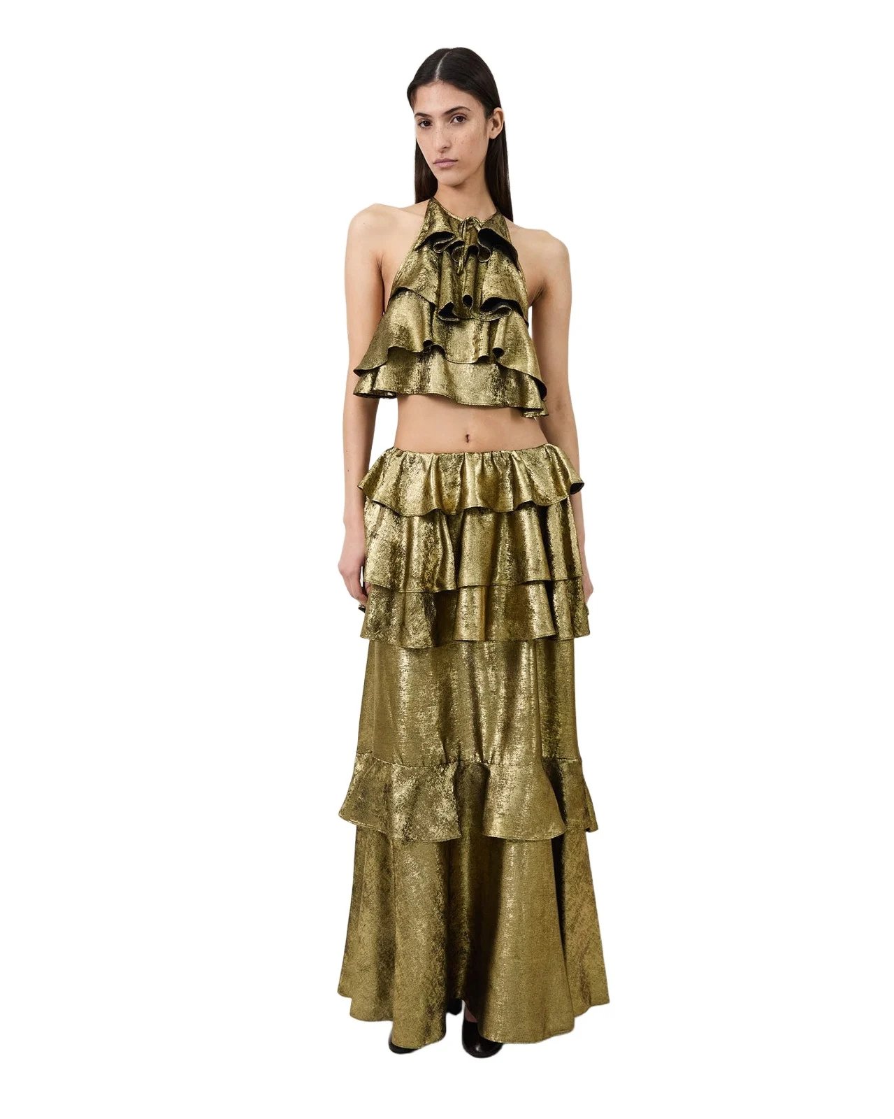 Aknvas The Vilhelmine skirt in tiered gold