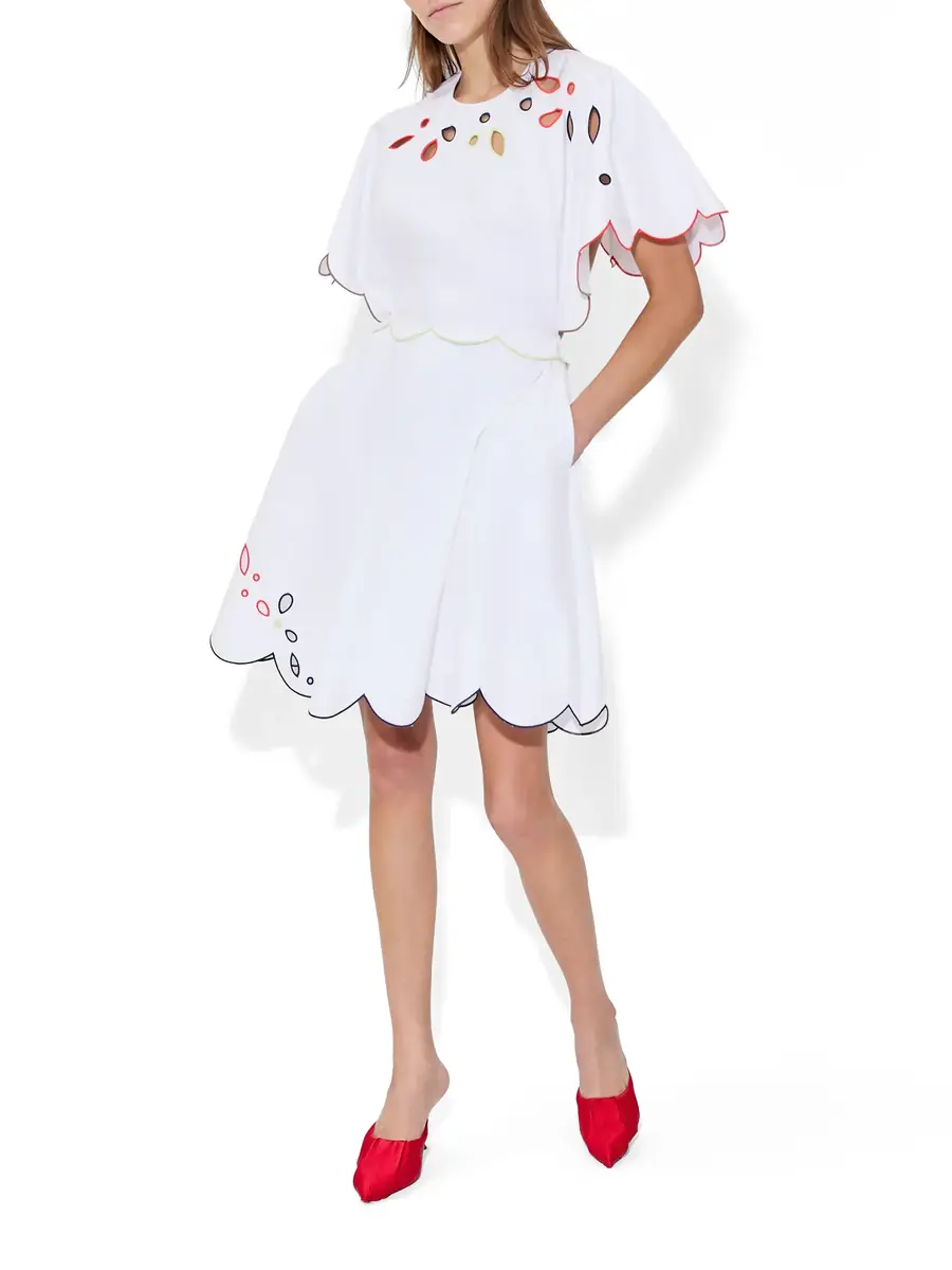 Rosie Assoulin Eyelet Cotton Poplin Scalloped Buttercup Dress | Thumbnail 4 Rosie Assoulin Eyelet Cotton Poplin Scalloped Buttercup Dress | Thumbnail 4