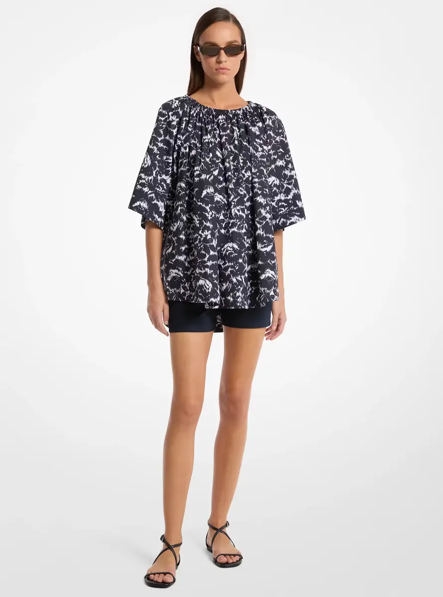 Michael Kors Collection Floral Chiné Cotton Poplin Blouse in Blue - One Size by Michael Kors Collection | Thumbnail 5 Michael Kors Collection Floral Chiné Cotton Poplin Blouse in Blue - One Size by Michael Kors Collection | Thumbnail 5