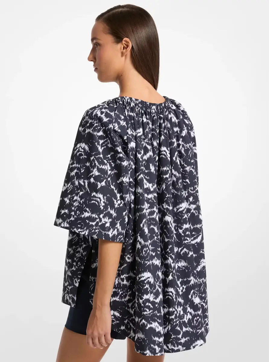 Michael Kors Collection Floral Chiné Cotton Poplin Blouse in Blue - One Size by Michael Kors Collection | Thumbnail 6 Michael Kors Collection Floral Chiné Cotton Poplin Blouse in Blue - One Size by Michael Kors Collection | Thumbnail 6