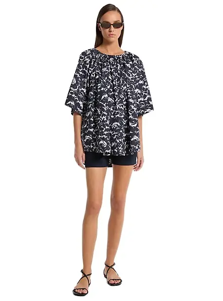 Michael Kors Collection Floral Chiné Cotton Poplin Blouse | Image 1 Michael Kors Collection Floral Chiné Cotton Poplin Blouse | Image 1