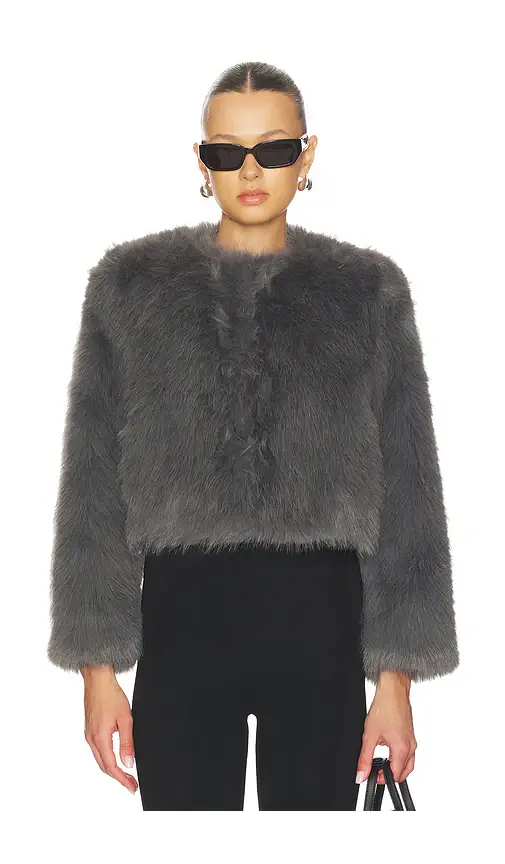 MISA Los Angeles Jordyn Cropped Faux Fur Jacket | Image 1 MISA Los Angeles Jordyn Cropped Faux Fur Jacket | Image 1