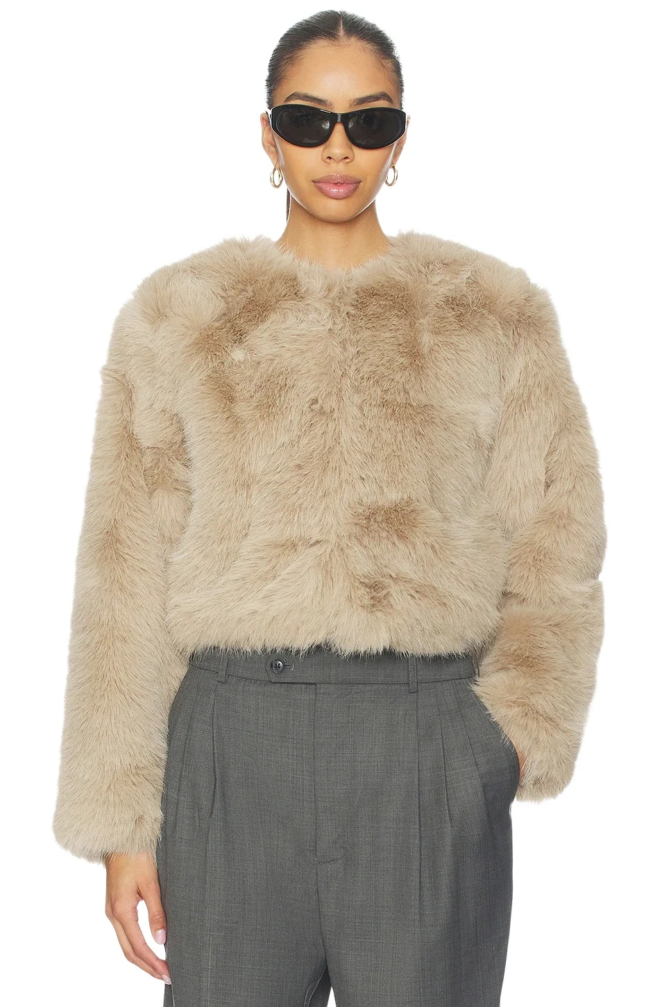 BLANKNYC Crop Faux Fur Coat