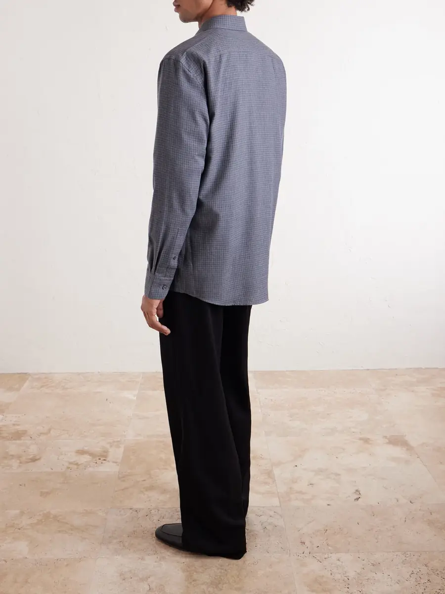 Zegna Checked Cashco-Twill Shirt - Men | Thumbnail 4
