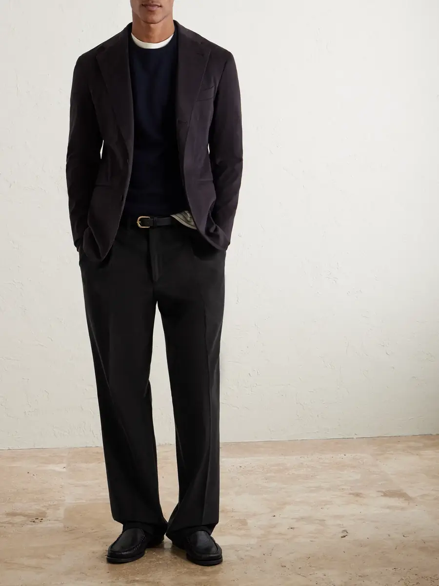Saman Amel Amo Straight-Leg Brushed Cotton-Blend Twill Sui Trousers - Men | Thumbnail 2