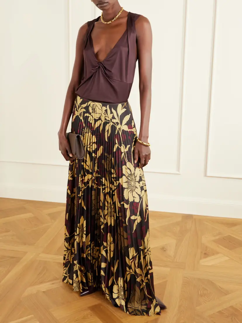 S.S. Daley Kate Pleated Floral-print Satin-twill Maxi Skirt | Thumbnail 2